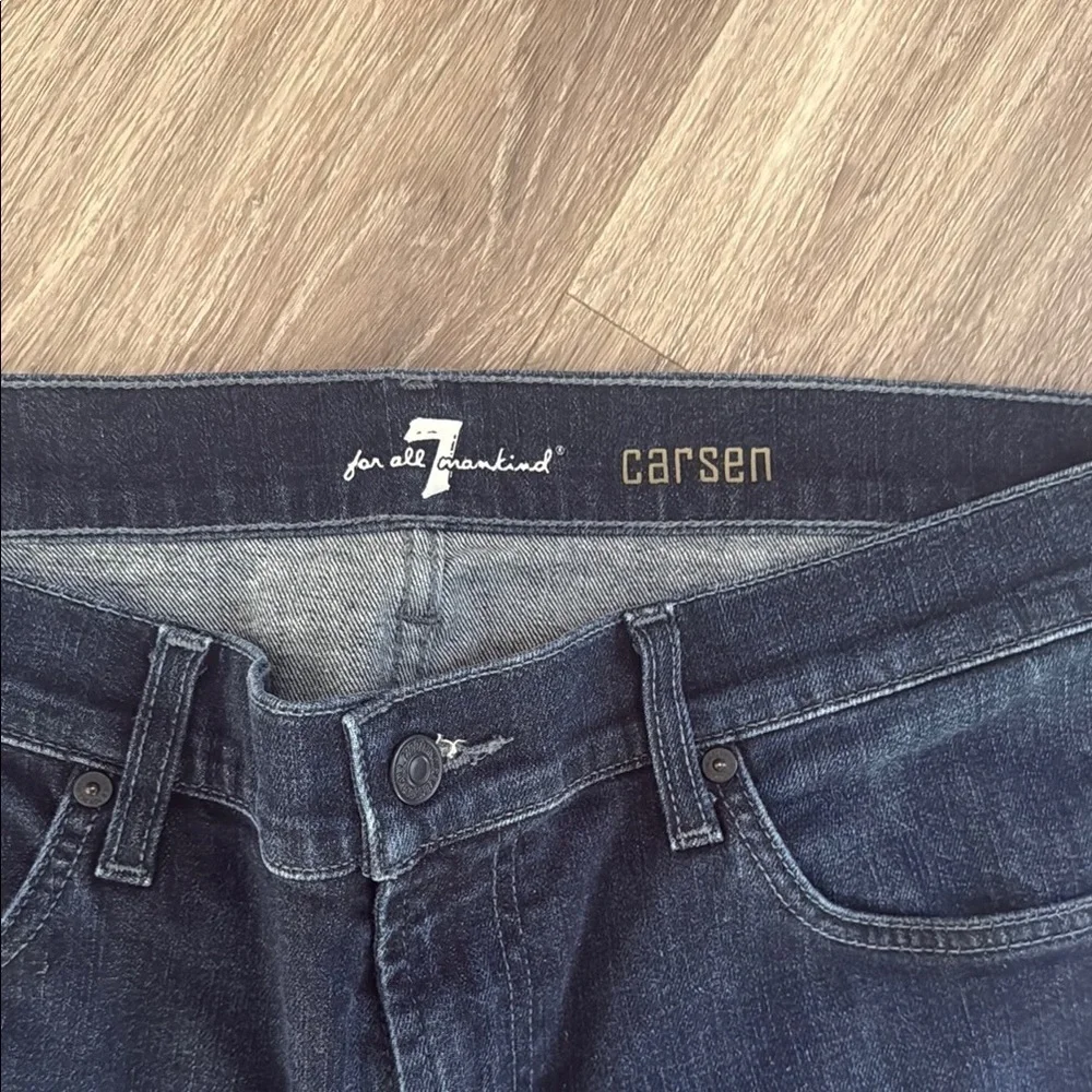 7 For All Mankind Slim Blue Jeans with Subtle Fading 36X32